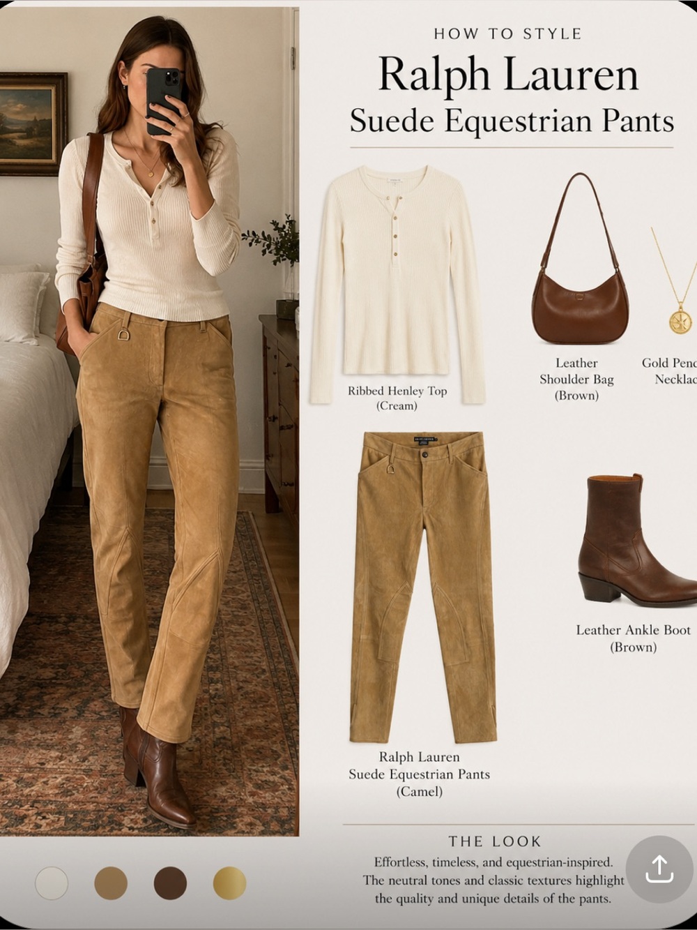 Ralph Lauren Blue Label tan suede Jodhpur.